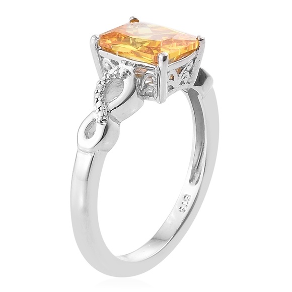 Simulated Yellow Diamond Platinum Bond Brass Ring - Picture 3 of 5